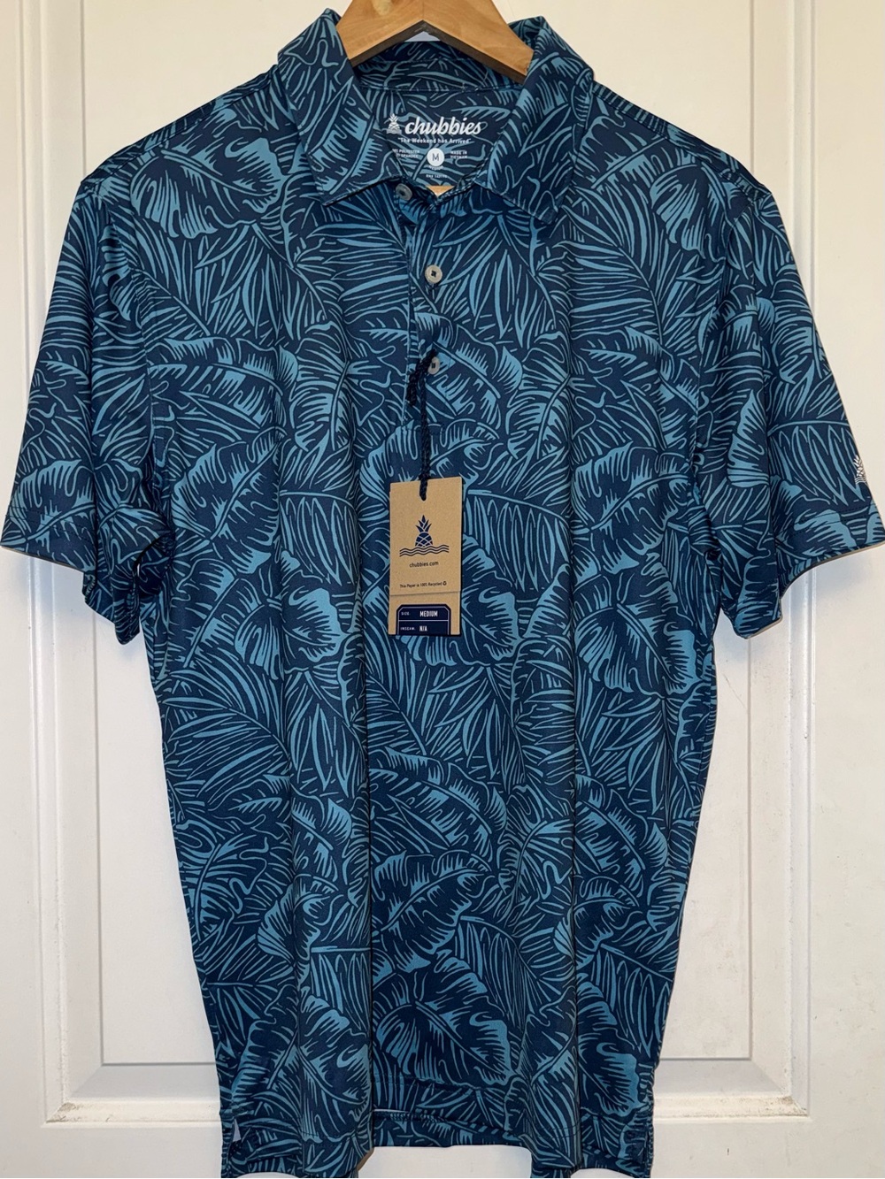 NWT Chubbies “The Dyed and True” Performance Polo in Ocean Blue